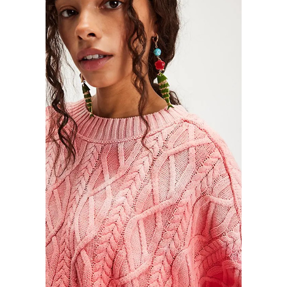 NEW FREE PEOPLE PINK WASHED ASHORE SWEATER SZ XS - Picture 2 of 8